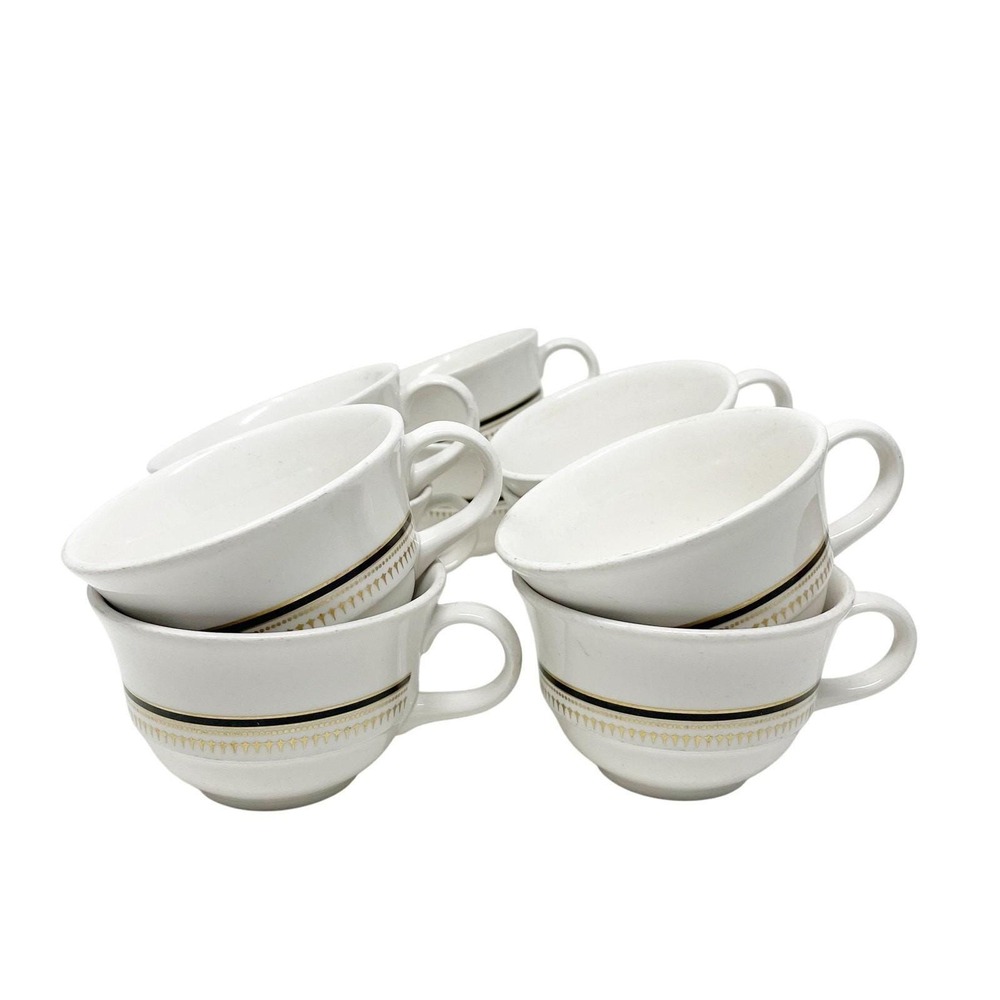 Syracuse China Restaurant Ware Coffee Cup Set of 10 Syralite USA 21-A Gold Black